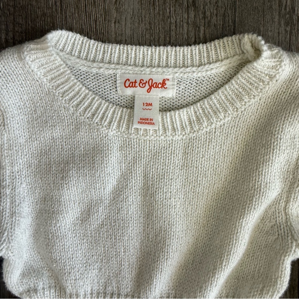 Cat & Jack Cream Knit Sweater Dress - Picture 3 of 4